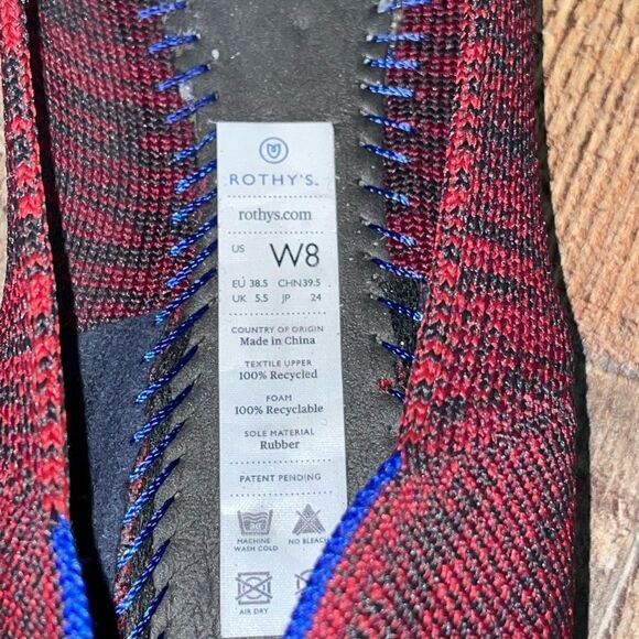 Rothys W8 crimson heather red gray slip on pointed toe ballet flats - Picture 12 of 13